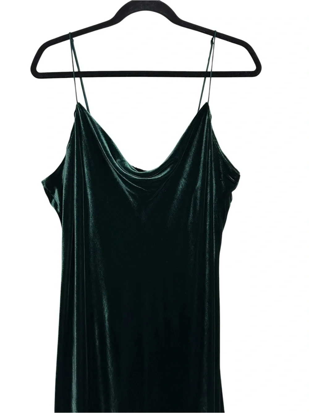 BANANA REPUBLIC Rita Velvet Maxi Dress XL Green Silk Blend Cowl Neck Bias Cut - Picture 3 of 15